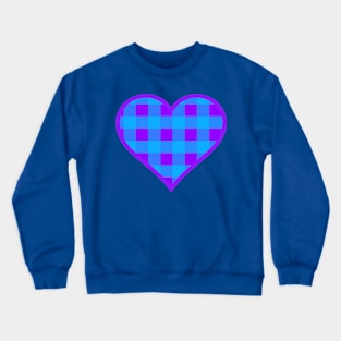 Purple and Blue Buffalo Plaid Heart Crewneck Sweatshirt